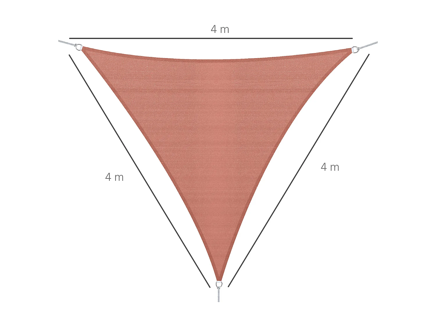 Voile d'ombrage triangulaire grande taille 4 x 4 x 4 m polyéthylène haute densité résistant aux UV rouille
