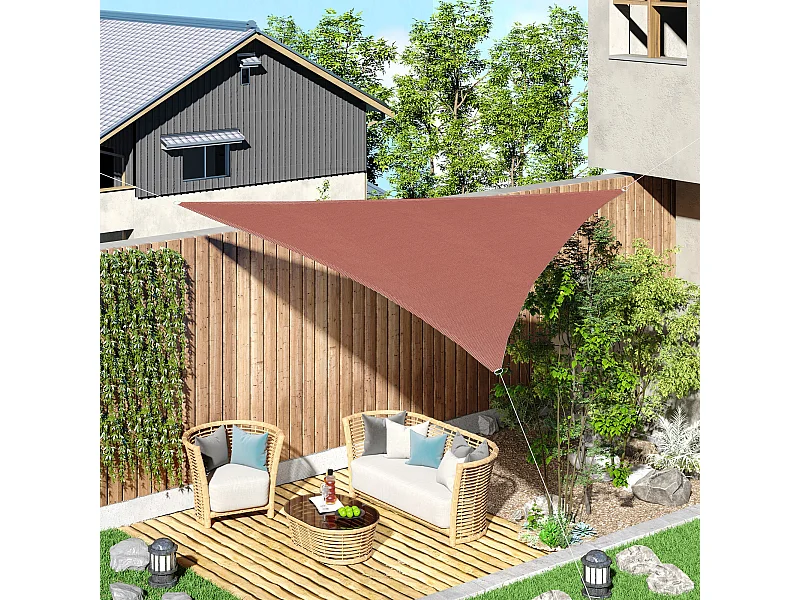 Voile d'ombrage triangulaire grande taille 4 x 4 x 4 m polyéthylène haute densité résistant aux UV rouille