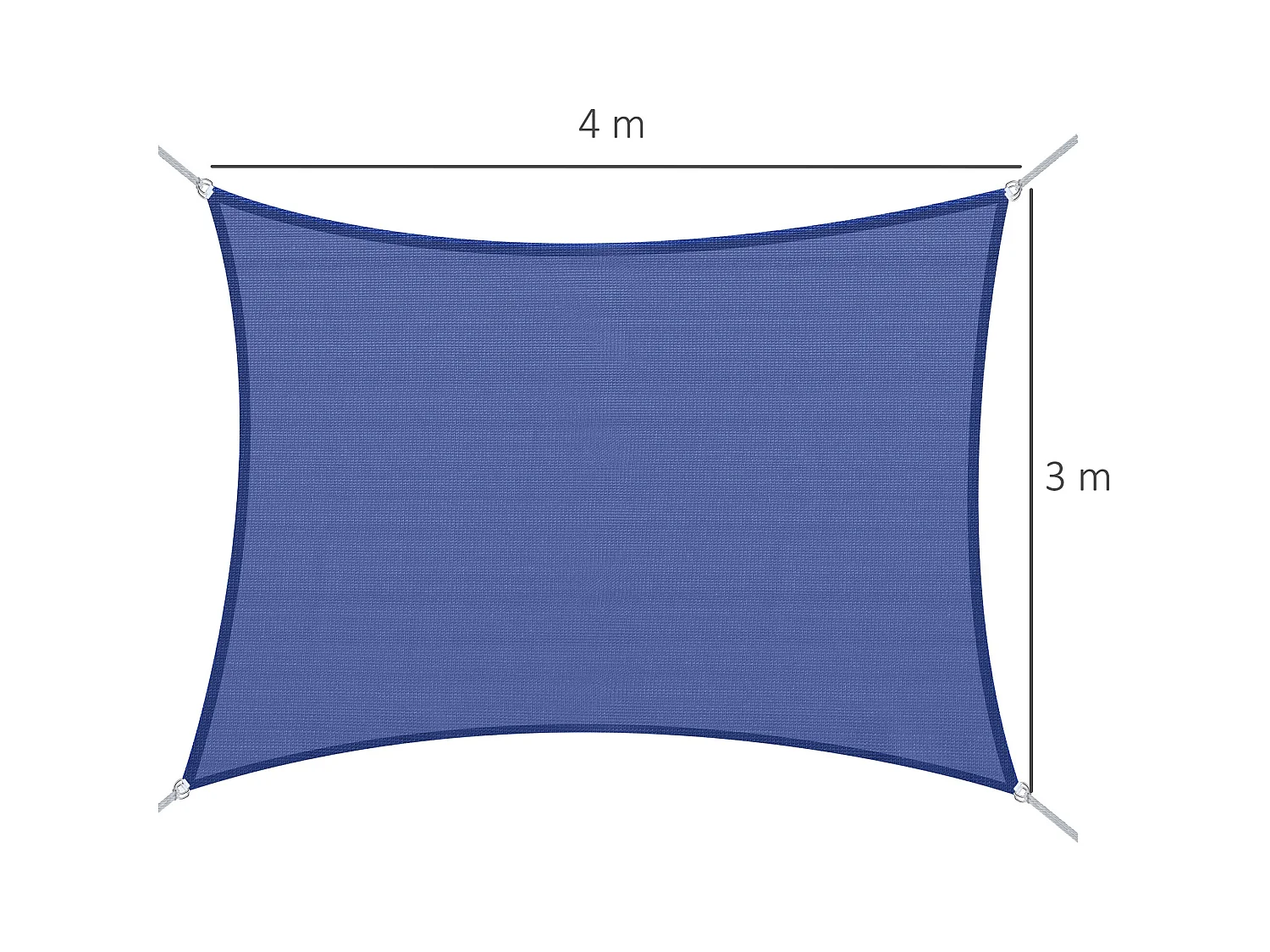Voile d'ombrage rectangulaire anti-UV HDPE 4L x 3l m bleu