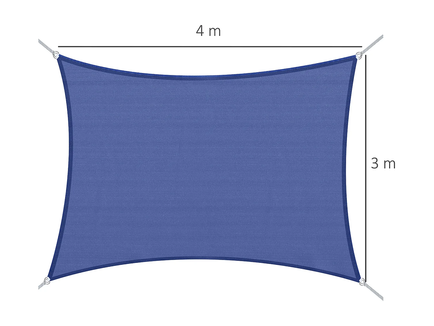 Voile d'ombrage rectangulaire anti-UV HDPE 4L x 3l m bleu