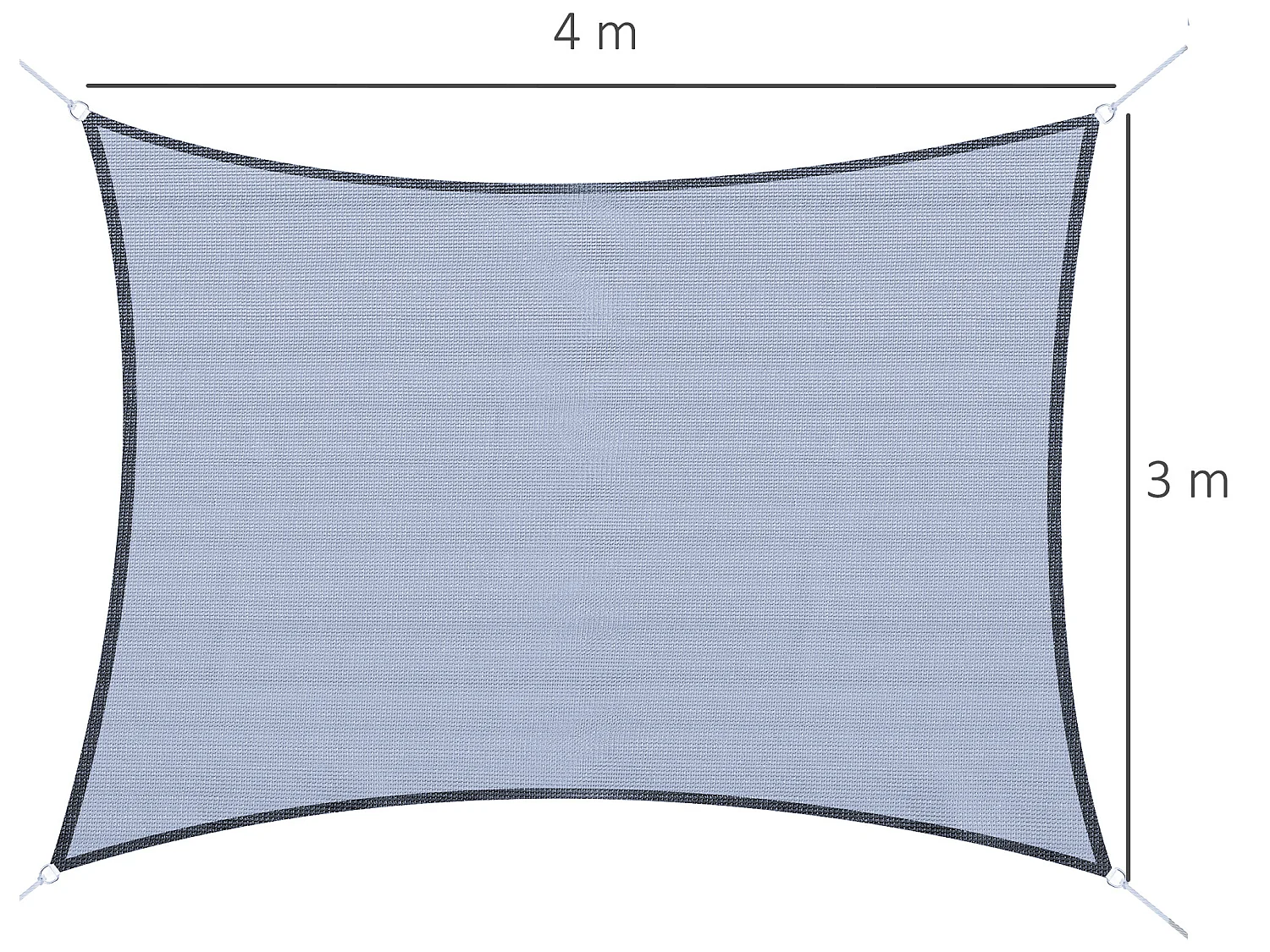 Voile d'ombrage rectangulaire anti-UV HDPE 4L x 3l m gris