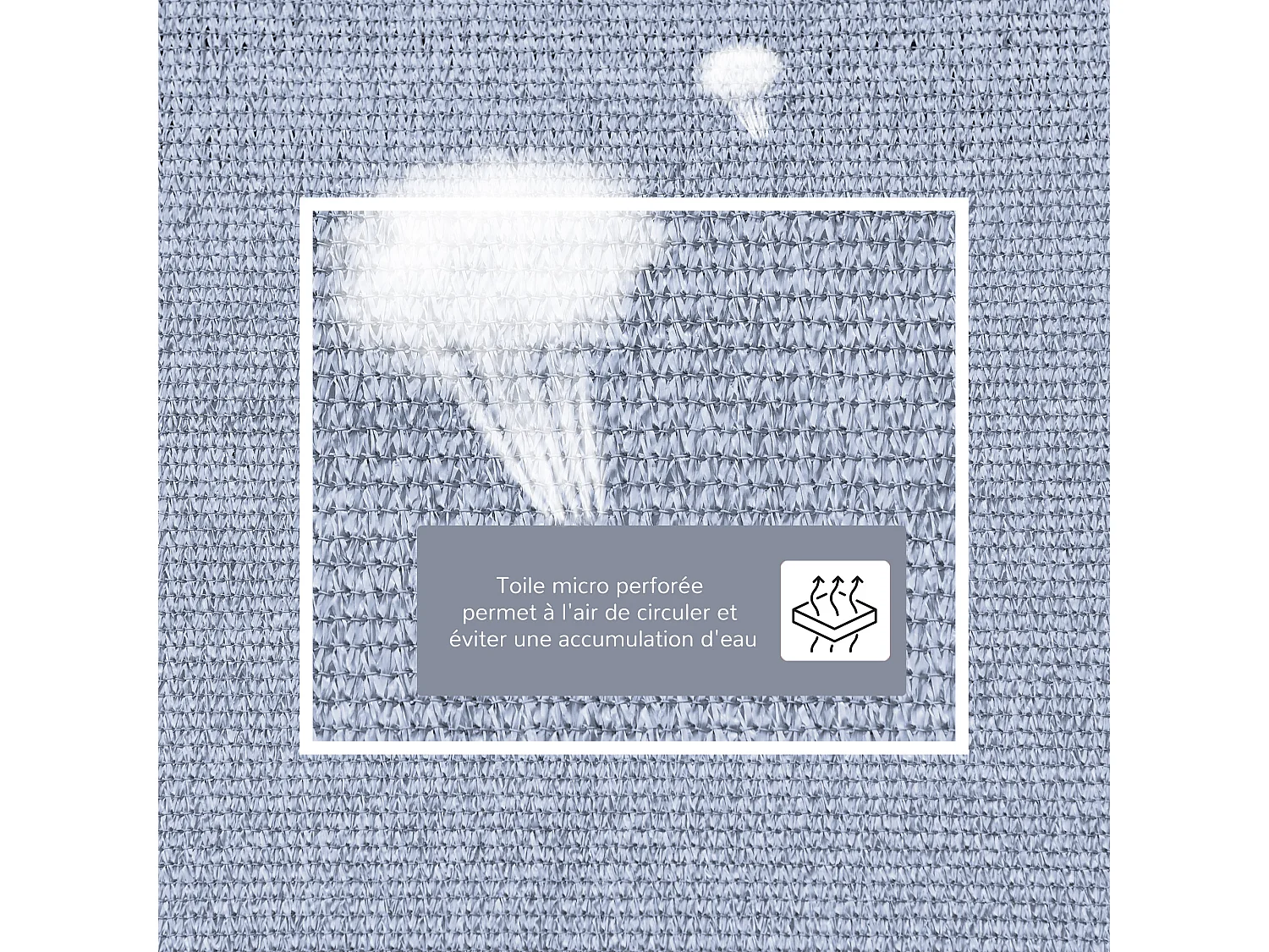 Voile d'ombrage rectangulaire anti-UV HDPE 4L x 3l m gris