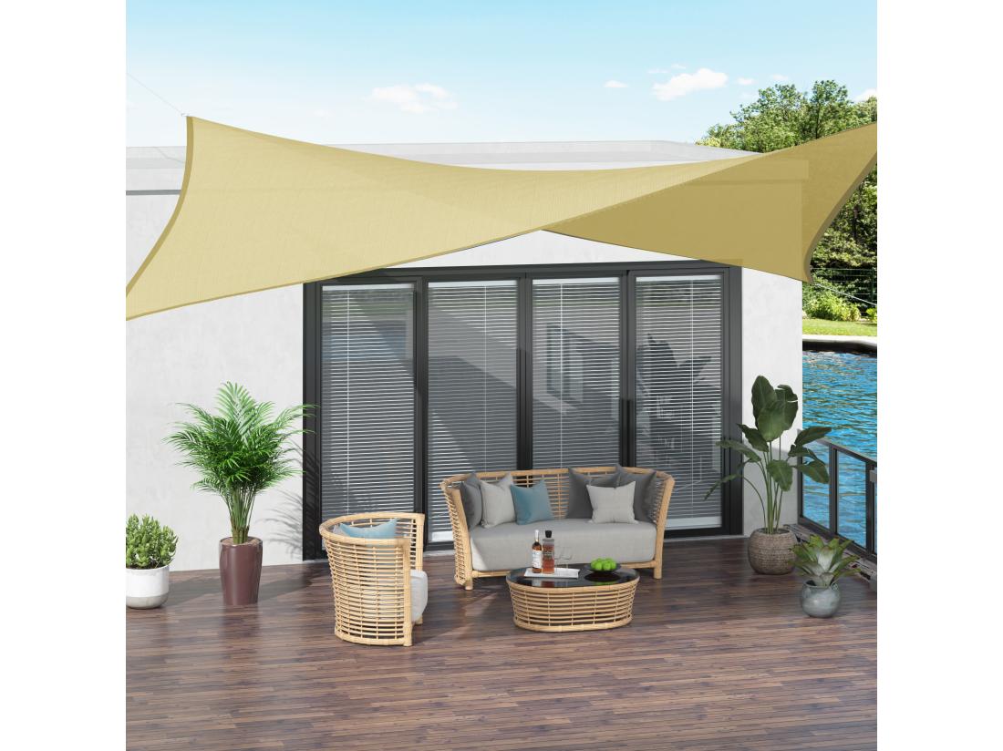 vente unique Voile d'ombrage rectangulaire 3 x 4 m polyéthylène haute densité résistant aux UV coloris sable