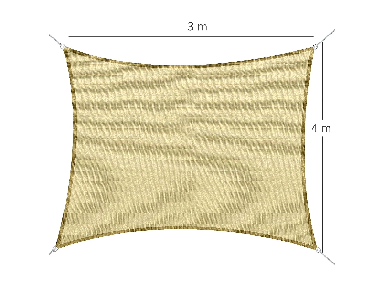 Voile d'ombrage rectangulaire 3 x 4 m polyéthylène haute densité résistant aux UV coloris sable