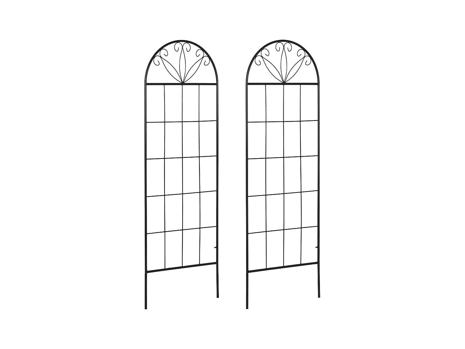 Treillis de jardin lot de 2 supports pour plantes grimpantes - dim. 51L x 152H cm - métal époxy noir