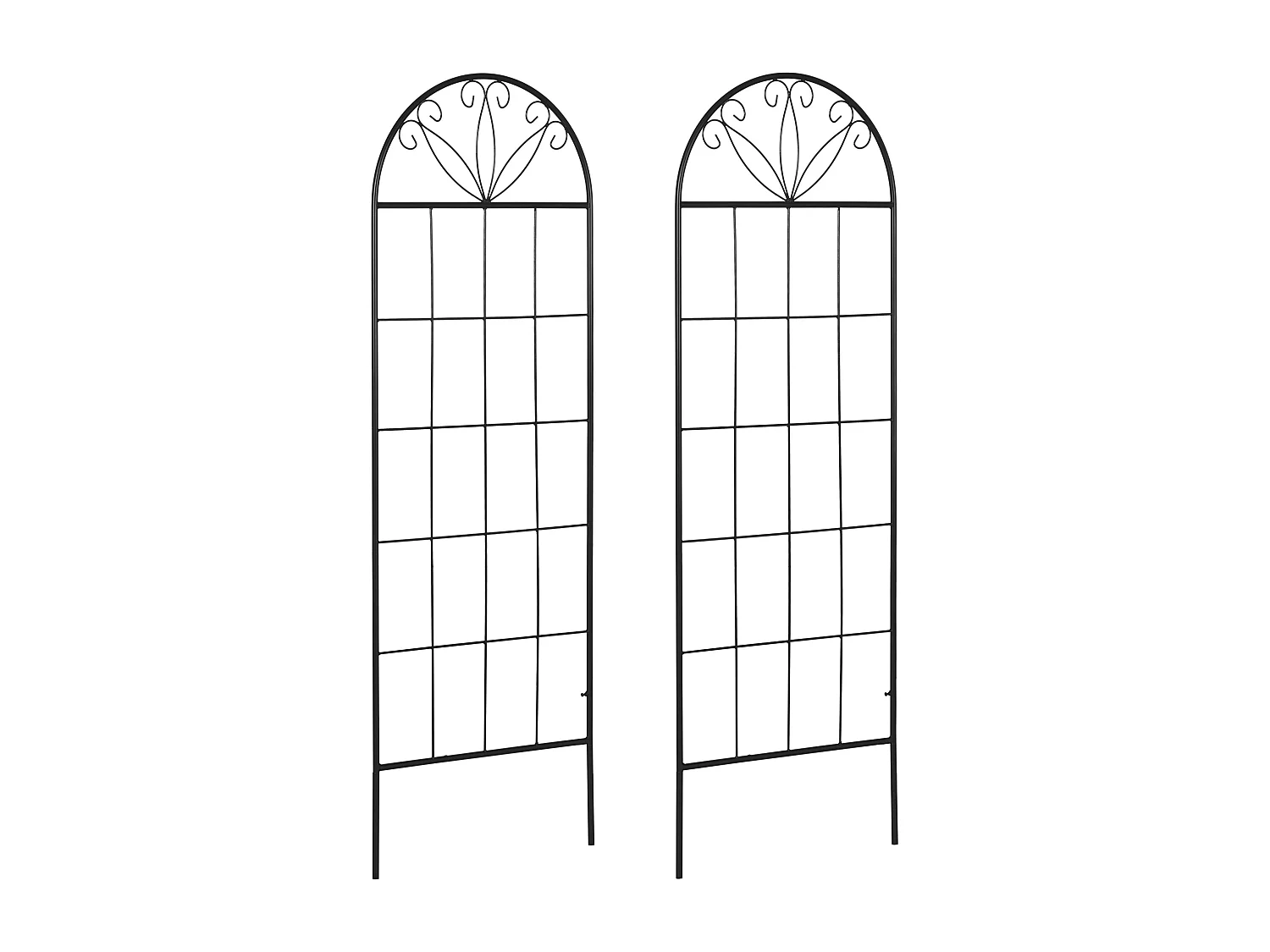 Treillis de jardin lot de 2 supports pour plantes grimpantes - dim. 51L x 152H cm - métal époxy noir