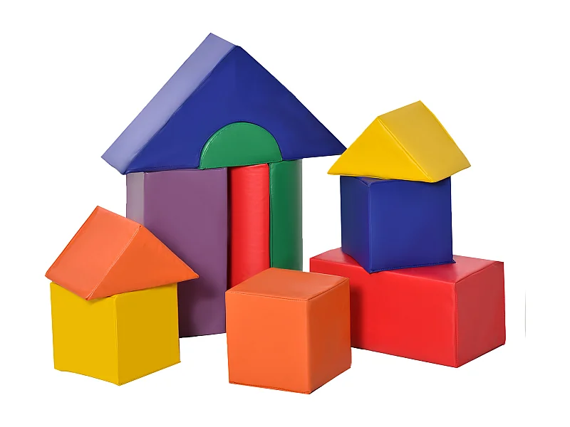 11 blocs de construction en mousse XXL - modules de motricité - jouets éducatifs - certifiés normes EN71-1-2-3 - mousse EPE revêtement PU multicolore