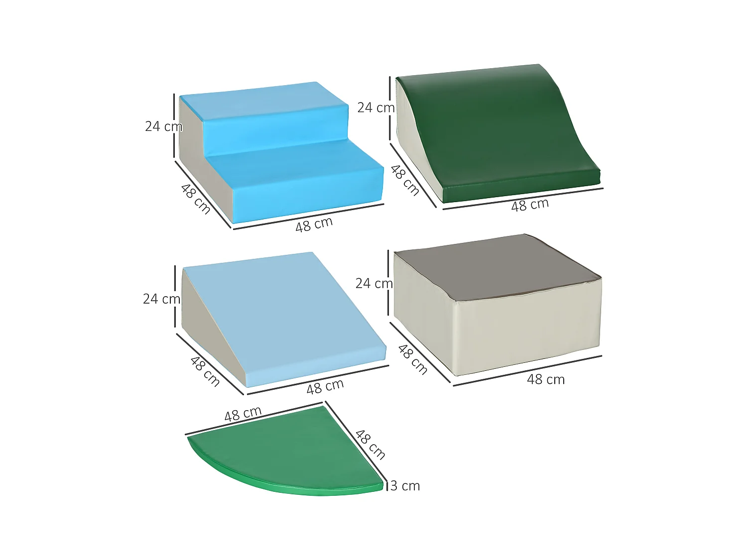 6 blocs de construction en mousse XL - modules de motricité - jouets éducatifs - certifiés normes EN71-1-2-3 - mousse EPE revêtement PU multicolore