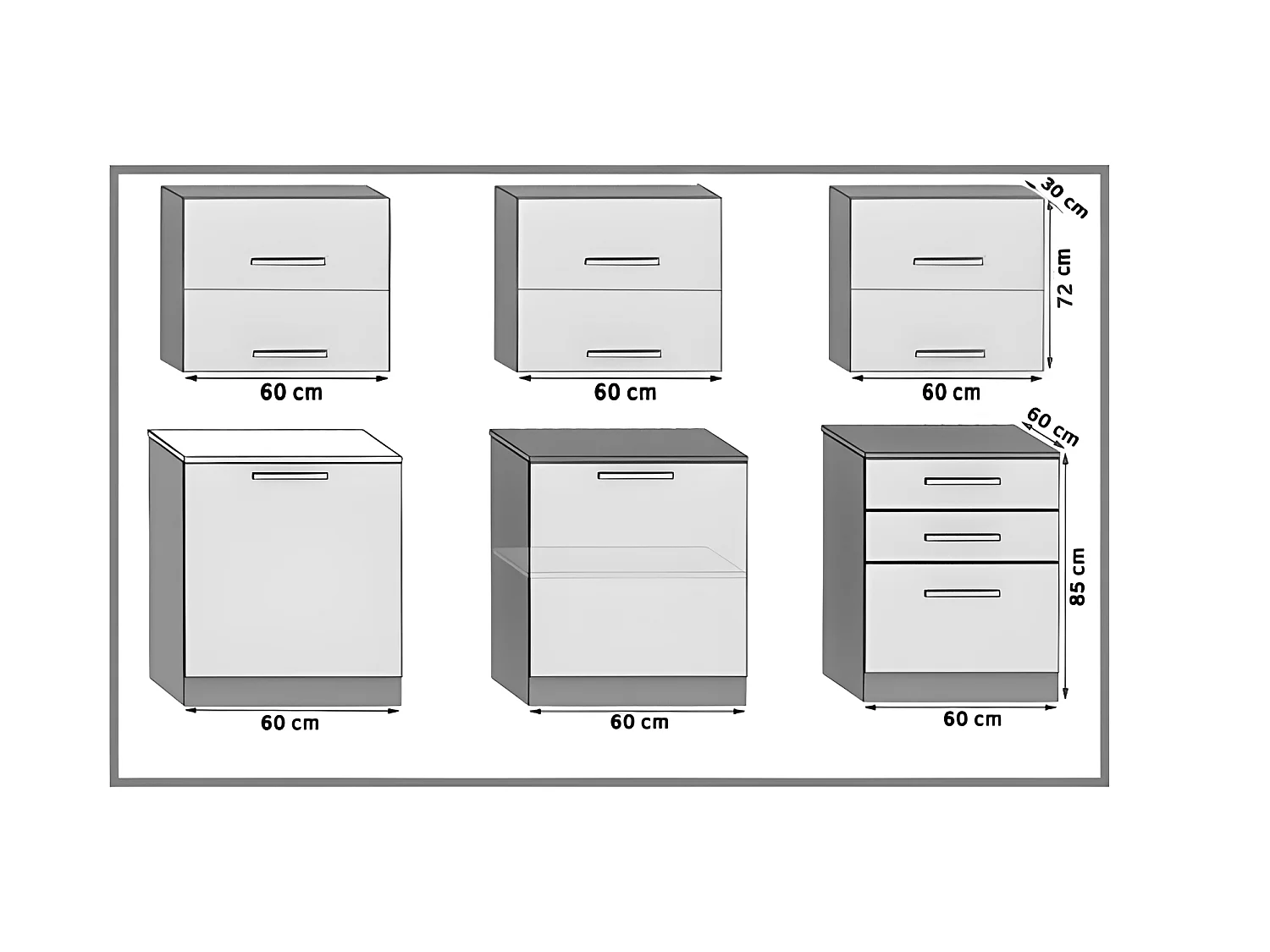 LOFT | Cocina lineal modular completa L 180 cm 6 piezas | Encimera INCLUIDO | Conjunto de armario de cocina brillante