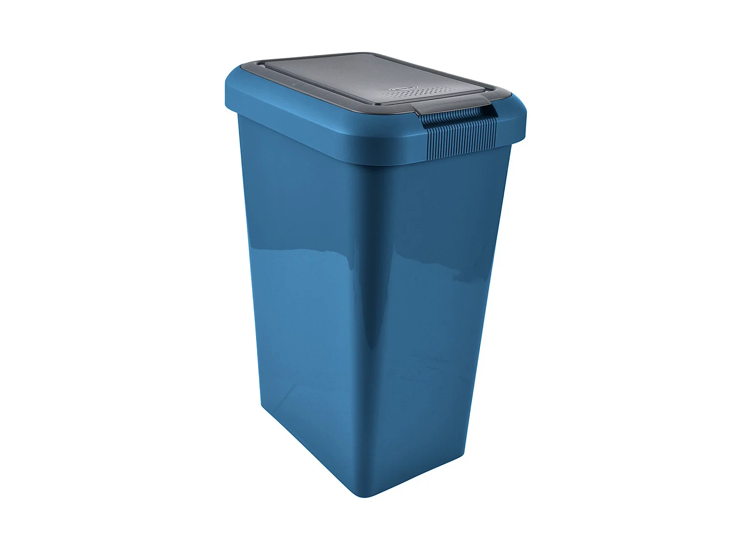 Poubelle double ouverture plastique 46L Bleu paon