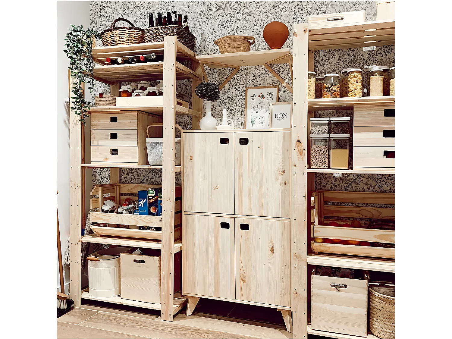 Cubo de almacenamiento de pino macizo Dinamic 3 cajones