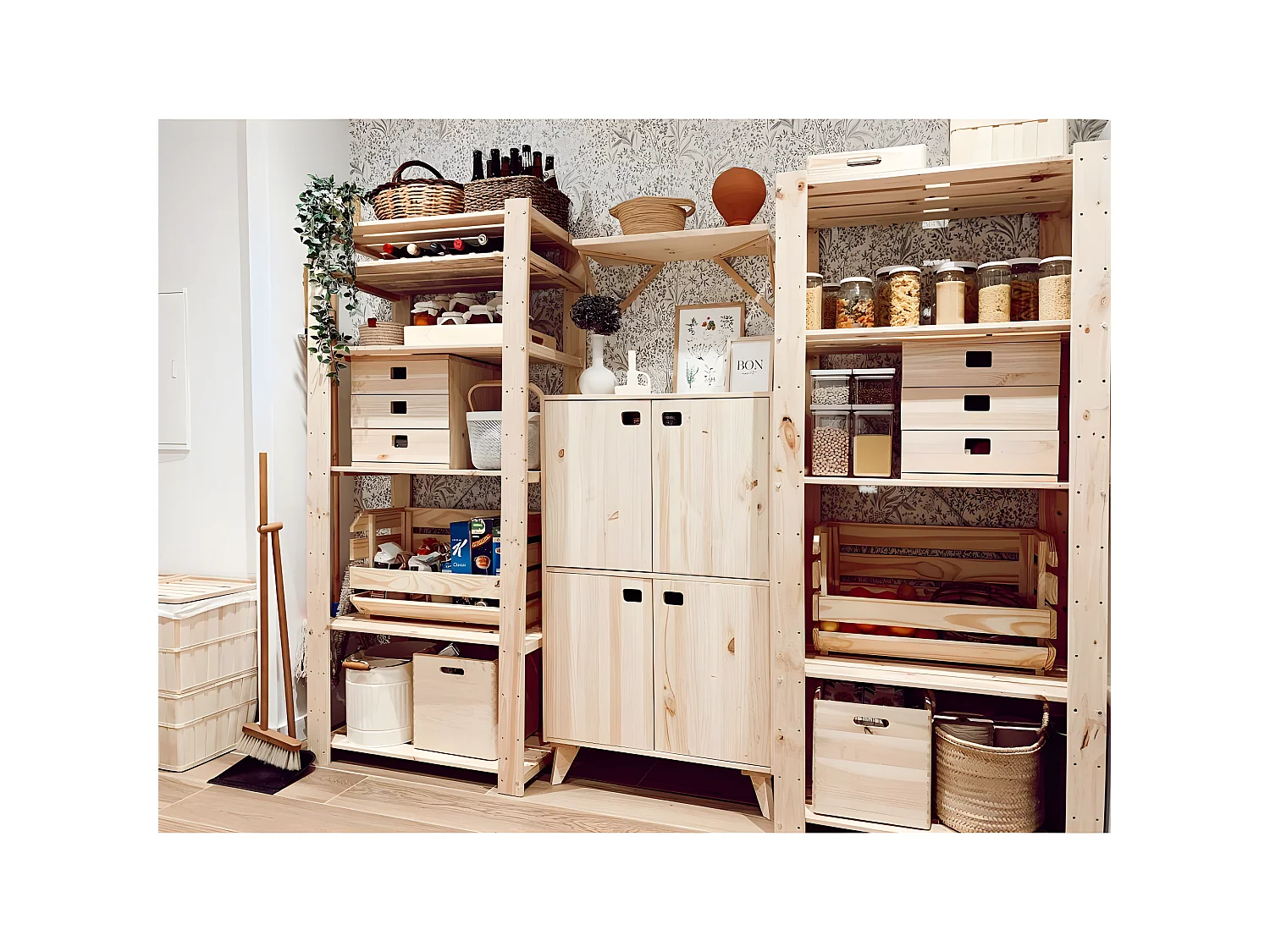 Cubo de almacenamiento de pino macizo Dinamic 3 cajones