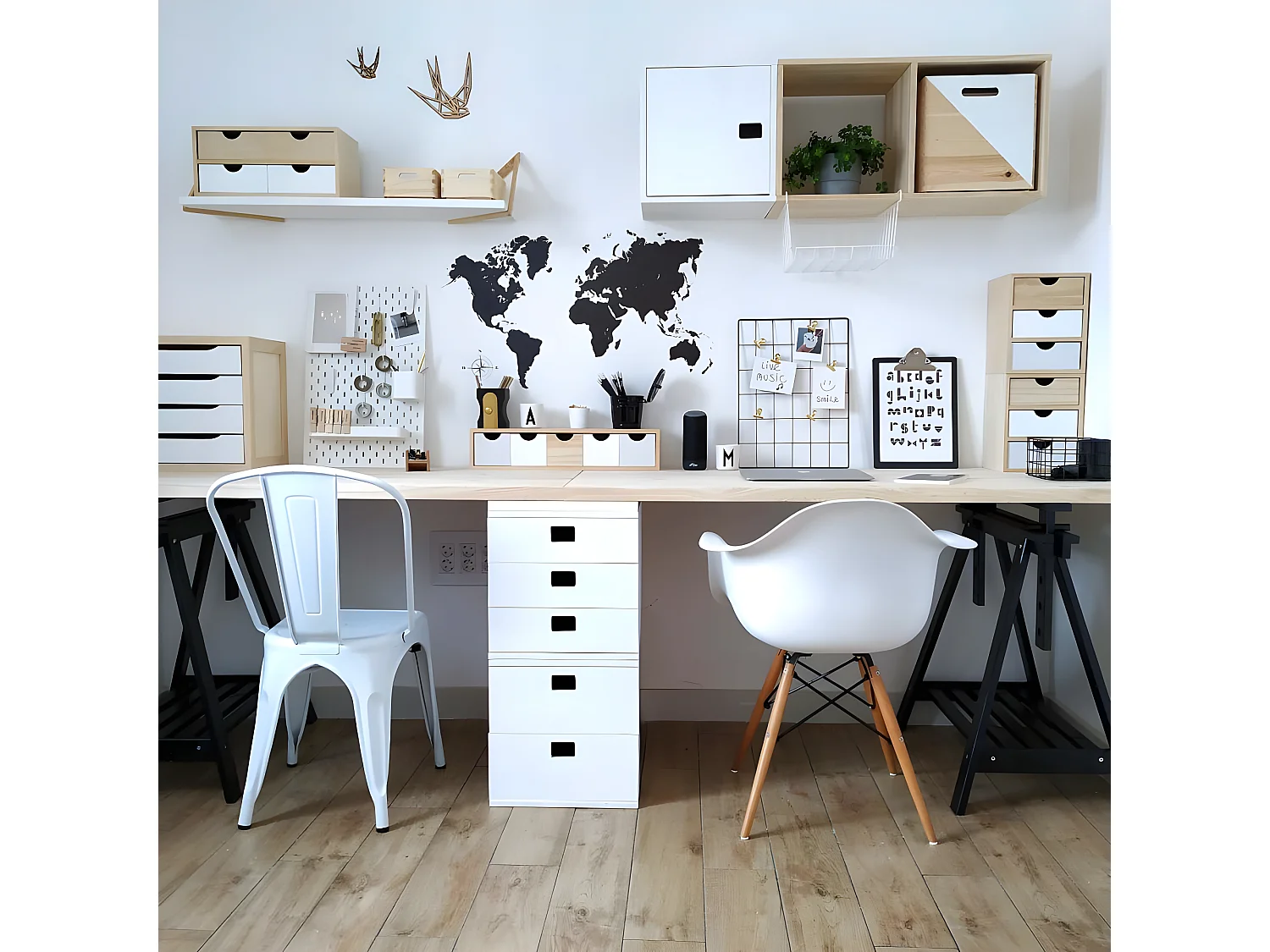 Cubo de almacenamiento de pino macizo Dinamic 3 cajones