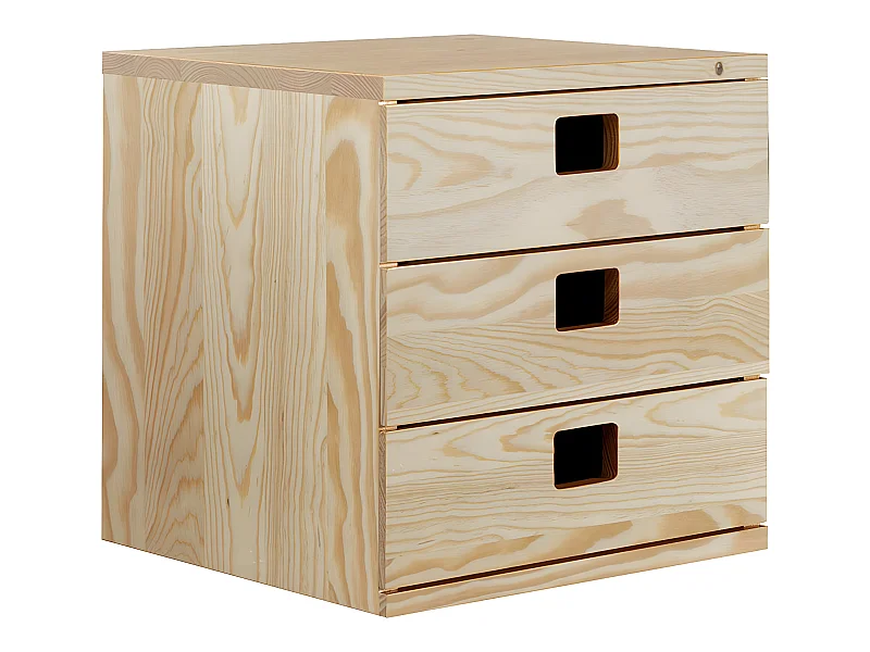 Cubo de almacenamiento de pino macizo Dinamic 3 cajones