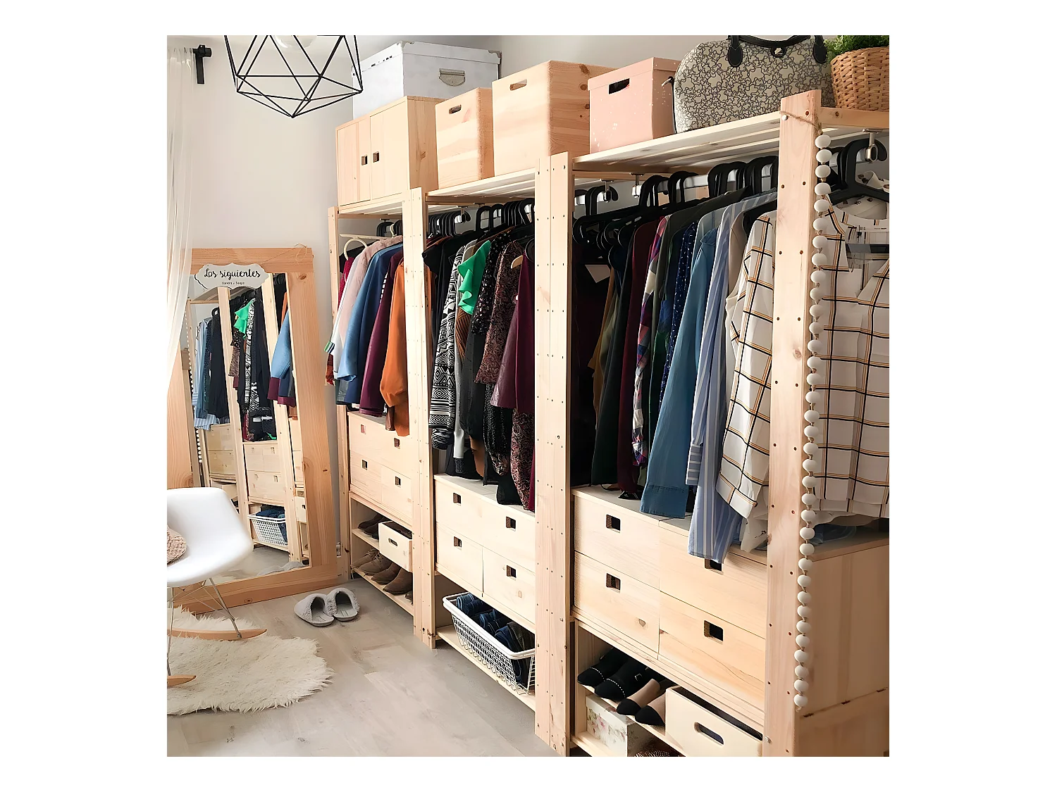 Blokkast met 2 laden van massief grenen - L36,2 x H36,2 cm