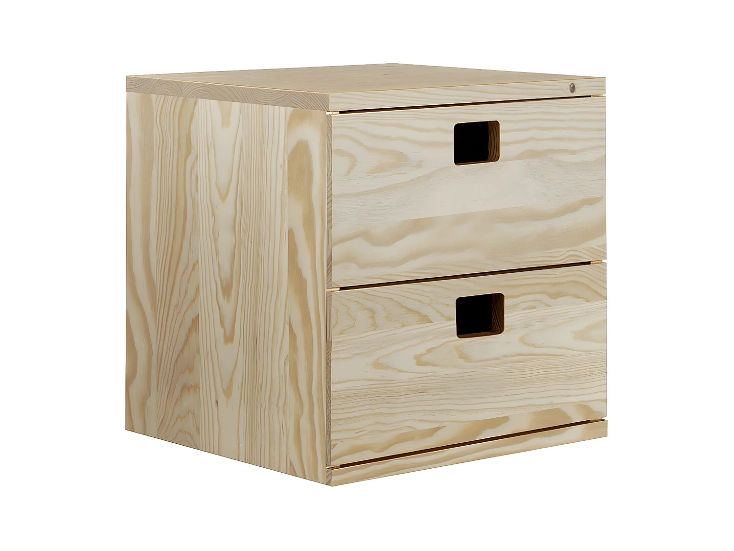 Bloc 2 tiroirs en pin massif - L36,2 x H36,2 cm