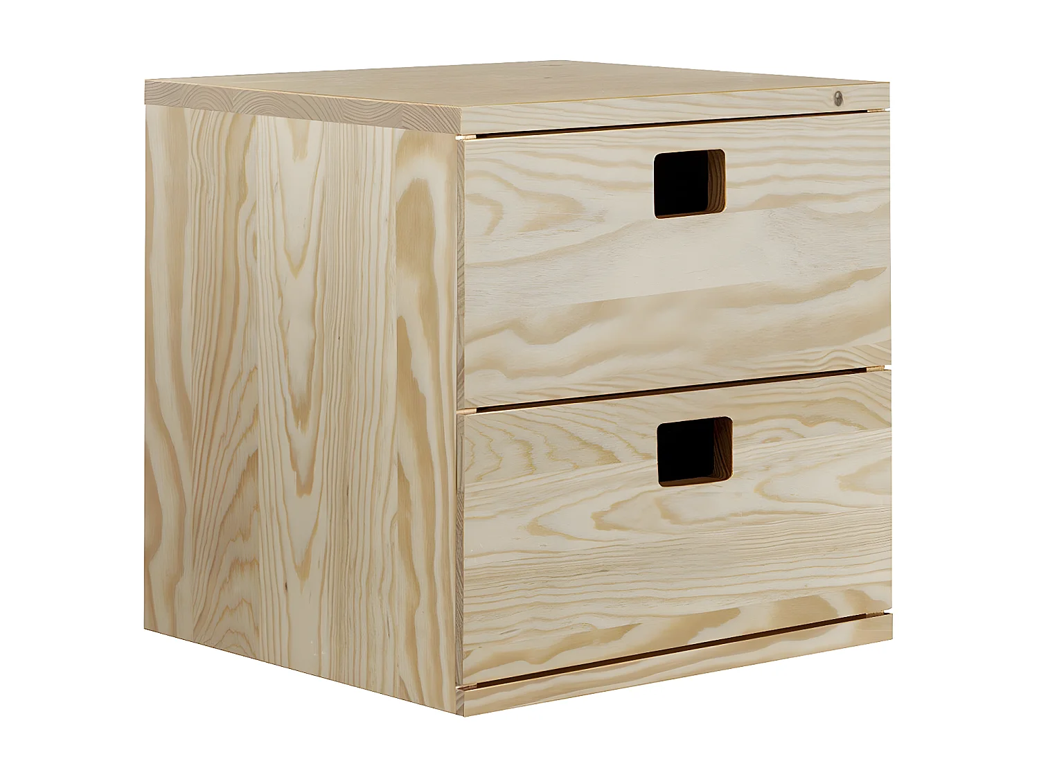 Bloc 2 tiroirs en pin massif - L36,2 x H36,2 cm