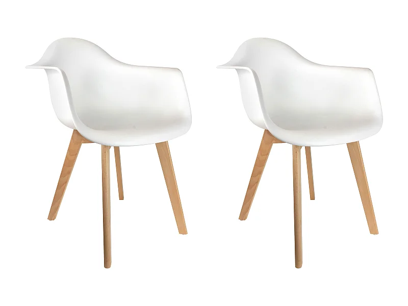 Fauteuil Scandinave Blanc - Lot De 2 Blanc