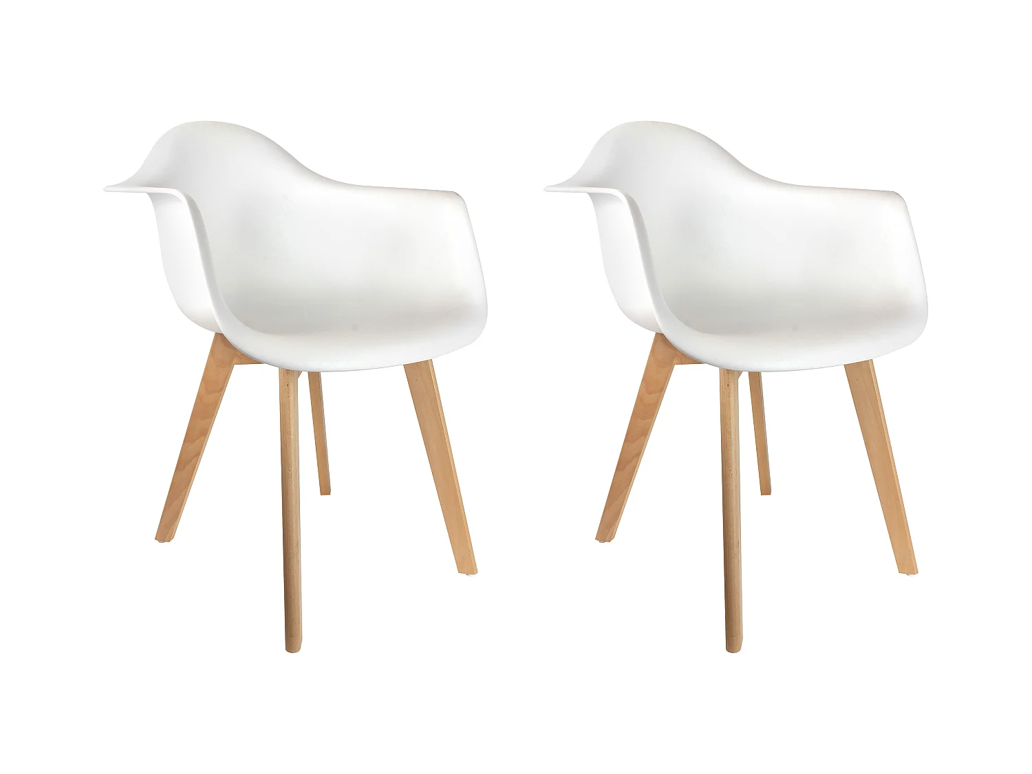 Fauteuil Scandinave Blanc - Lot De 2 Blanc