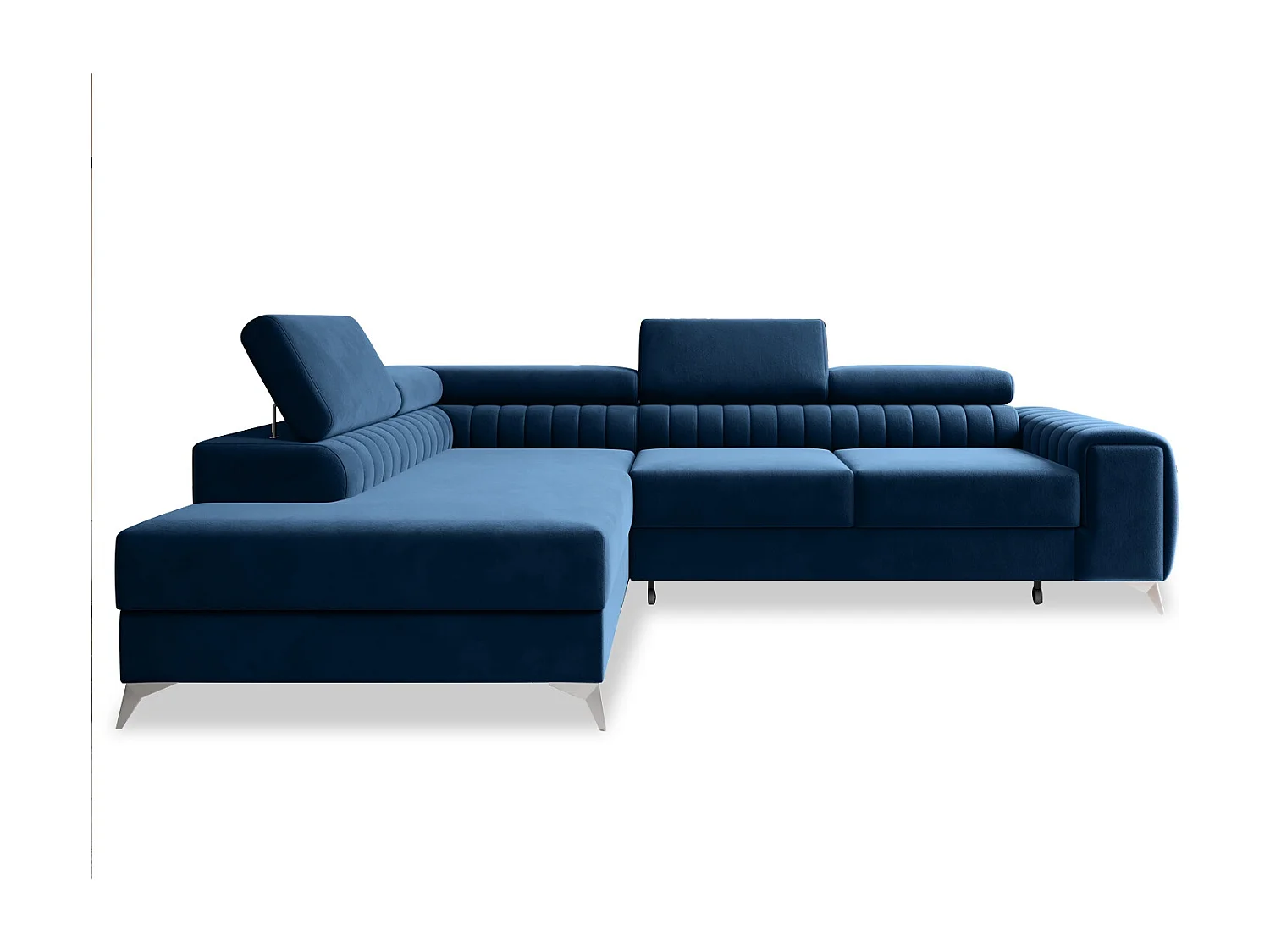 Canapé d'angle gauche convertible Isaac Velours Bleu