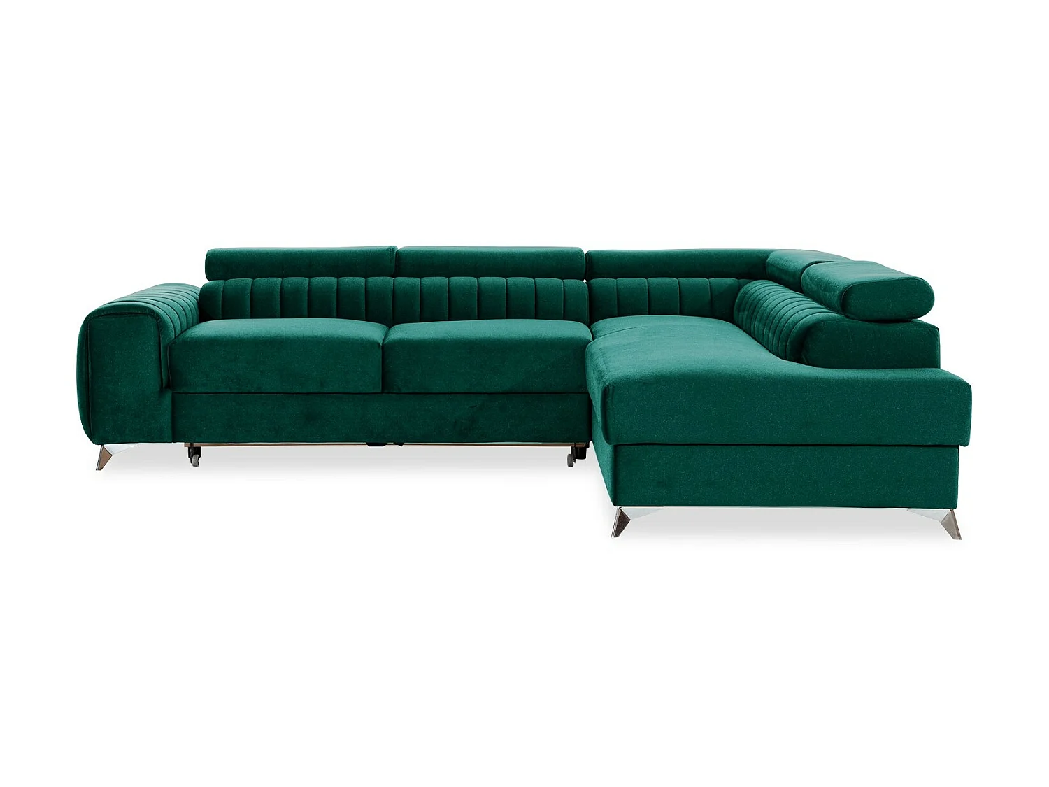 Canapé d'angle droit convertible Isaac Velours Vert