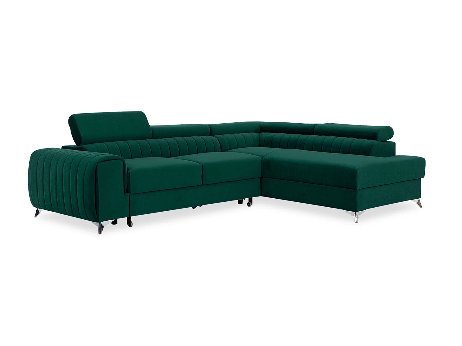 Canapé d'angle droit convertible Isaac Velours Vert