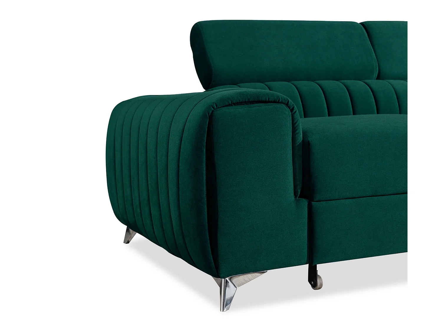 Canapé d'angle droit convertible Isaac Velours Vert