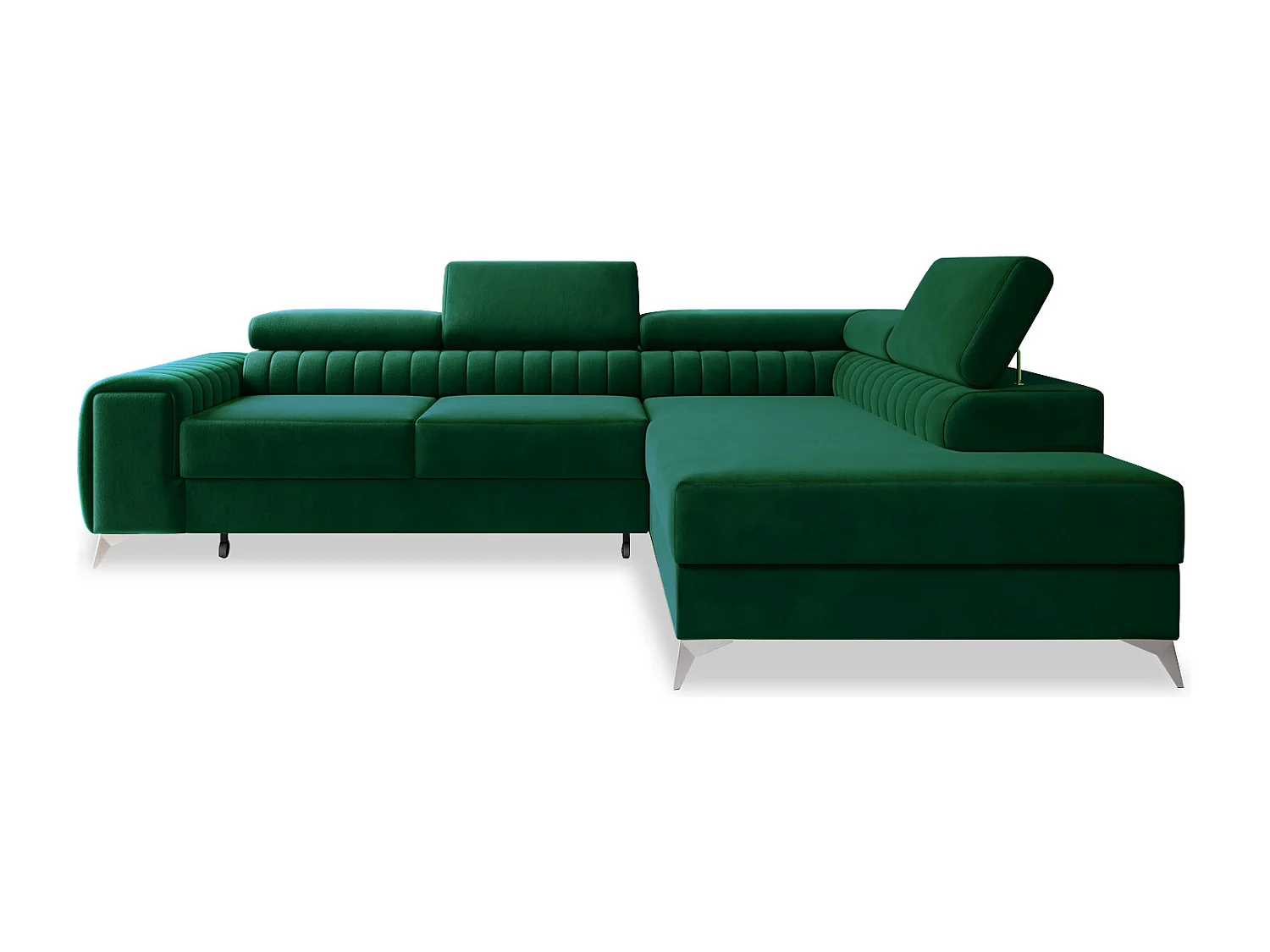 Canapé d'angle droit convertible Isaac Velours Vert