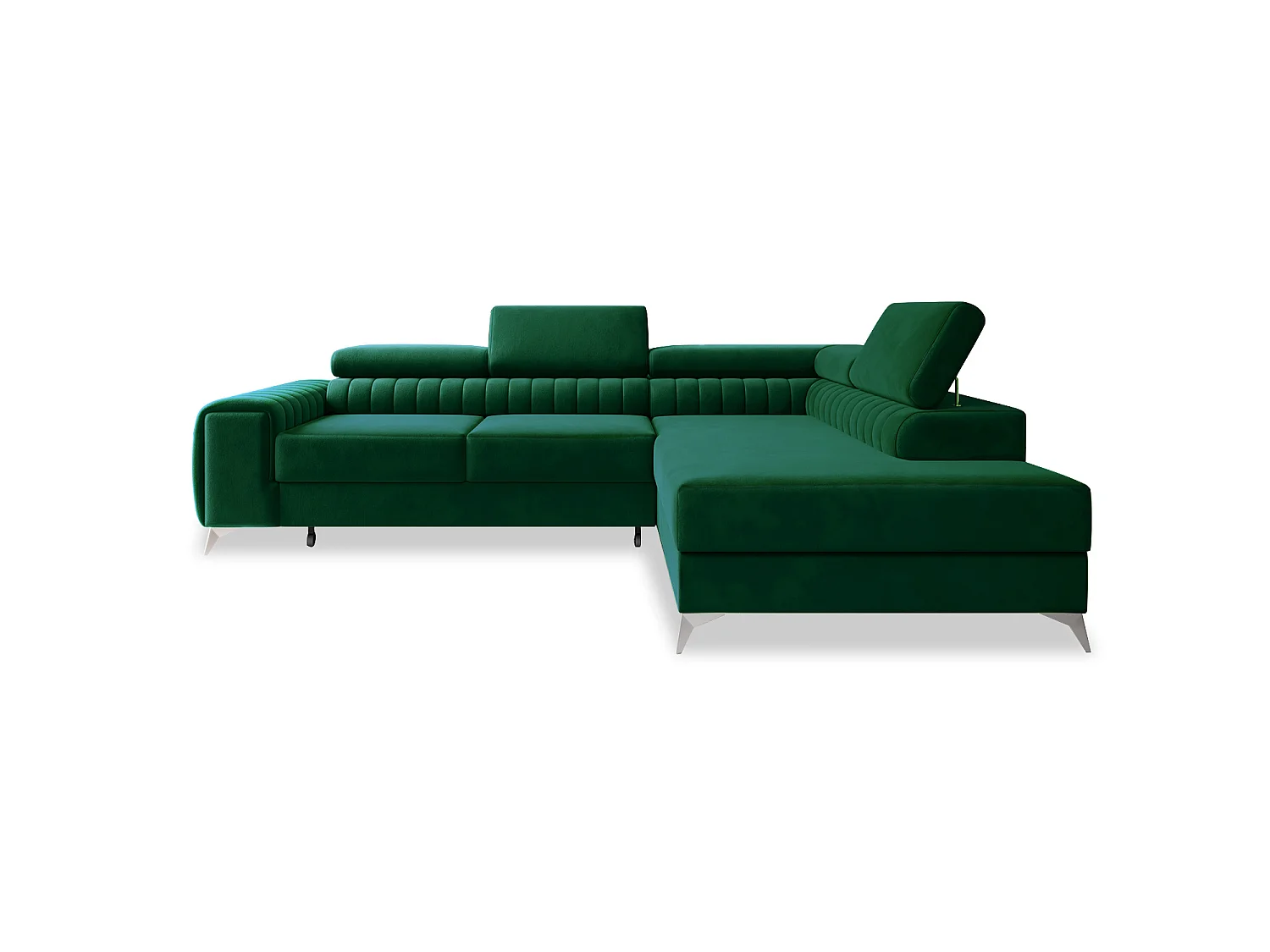 Canapé d'angle droit convertible Isaac Velours Vert