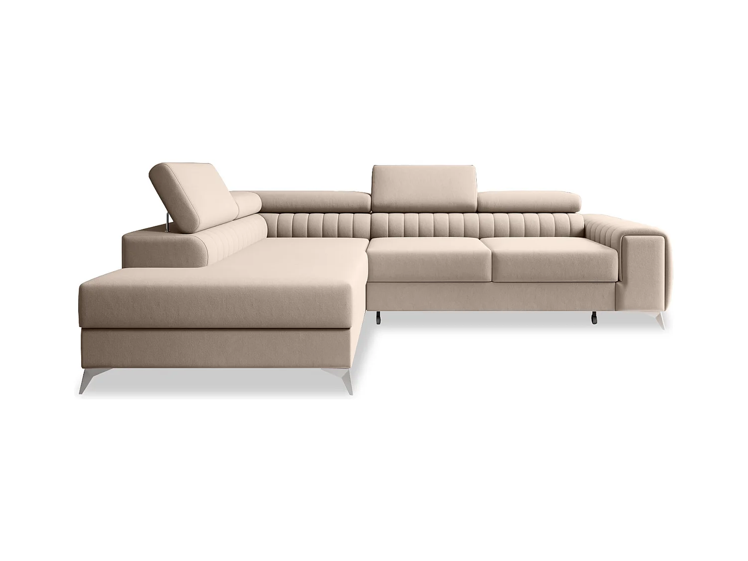 Canapé d'angle gauche convertible Isaac Velours Beige