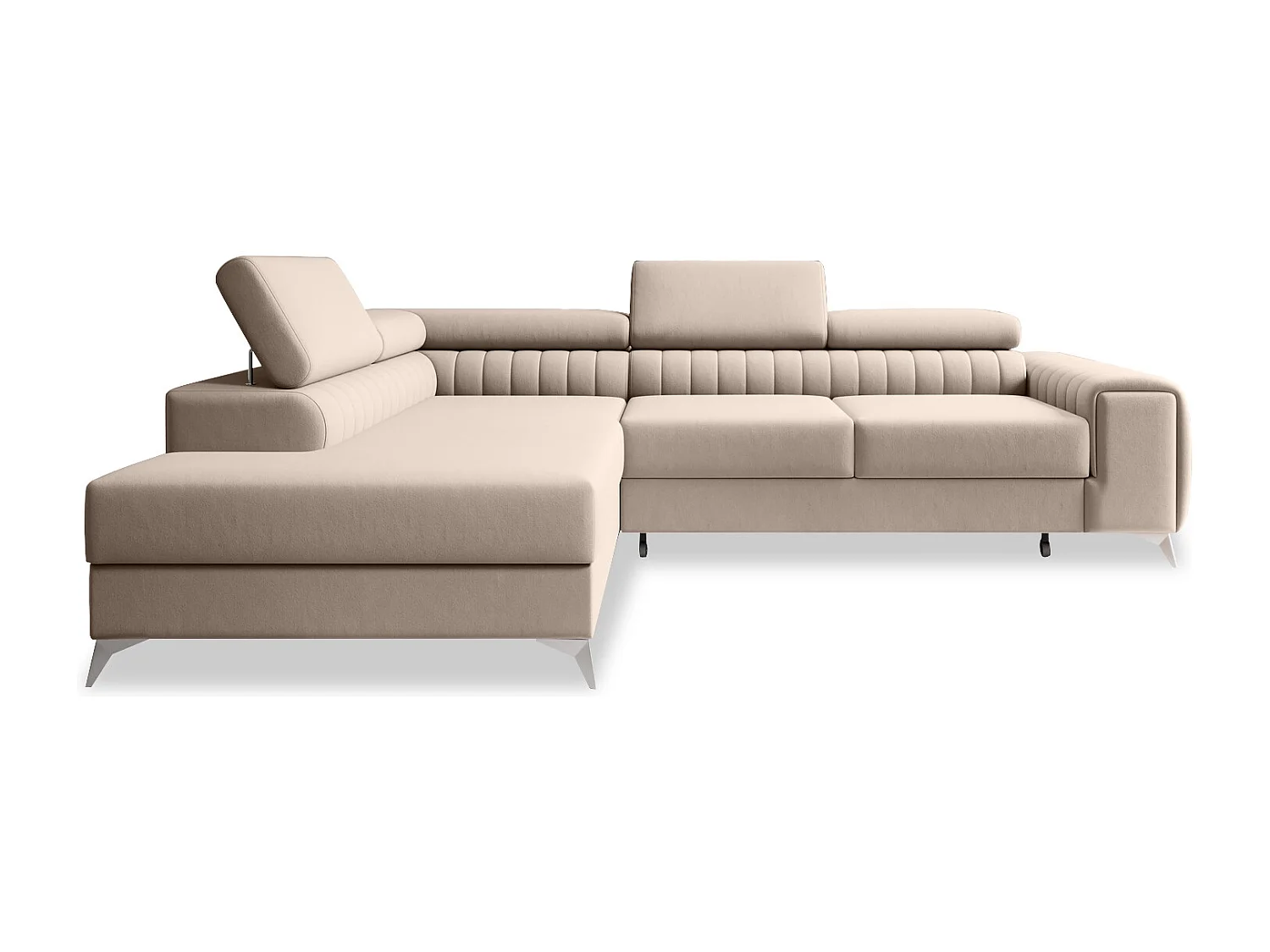 Canapé d'angle gauche convertible Isaac Velours Beige