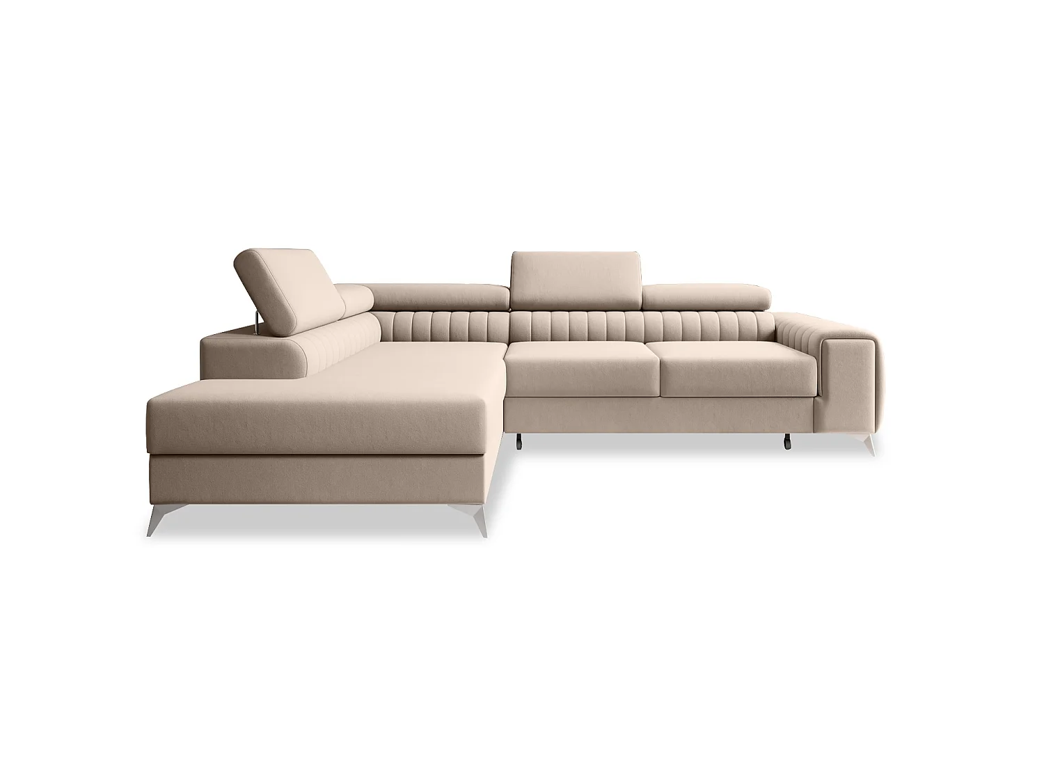 Canapé d'angle gauche convertible Isaac Velours Beige