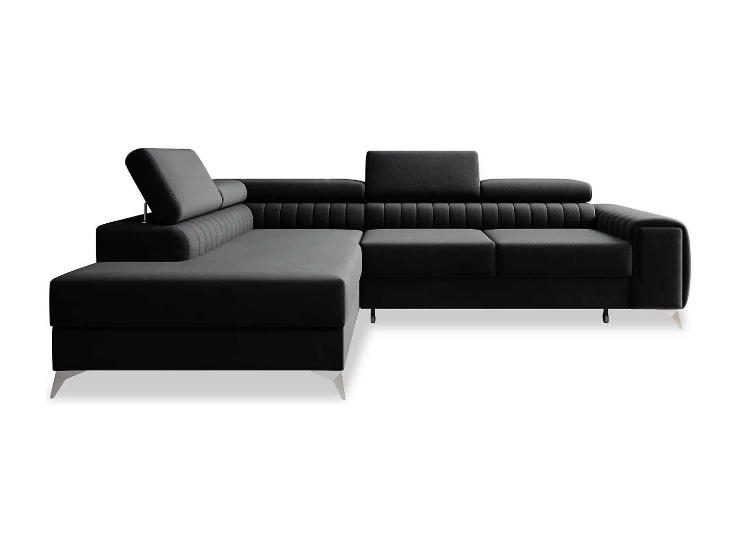 Canapé d'angle gauche convertible Isaac Velours Noir