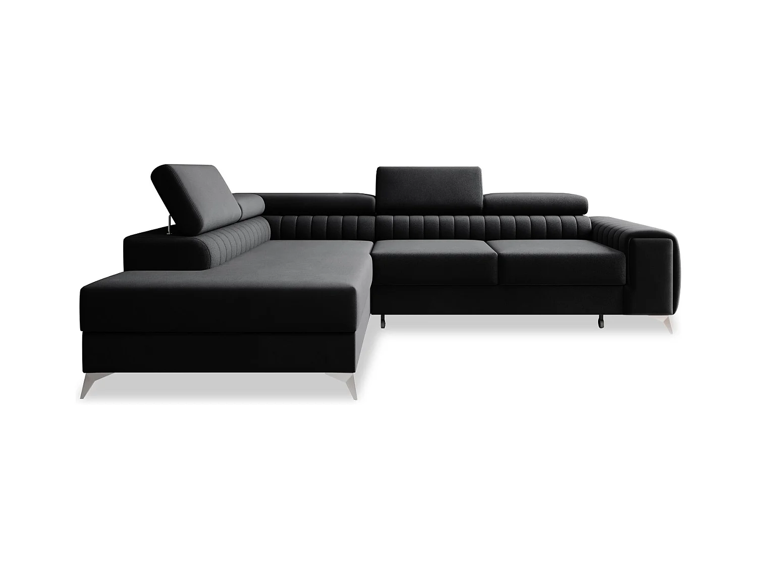 Canapé d'angle gauche convertible Isaac Velours Noir