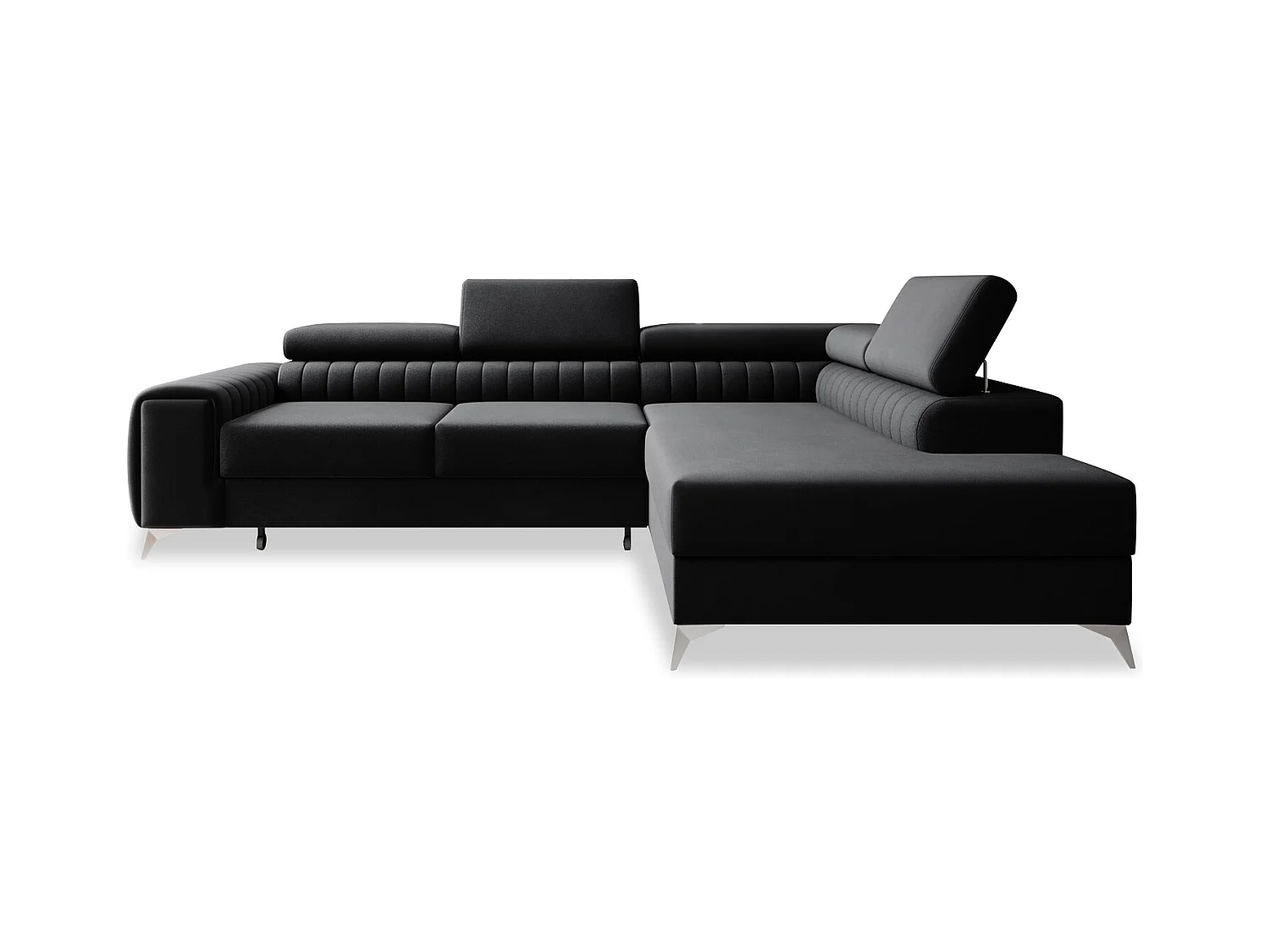 Canapé d'angle droit convertible Isaac Velours Noir