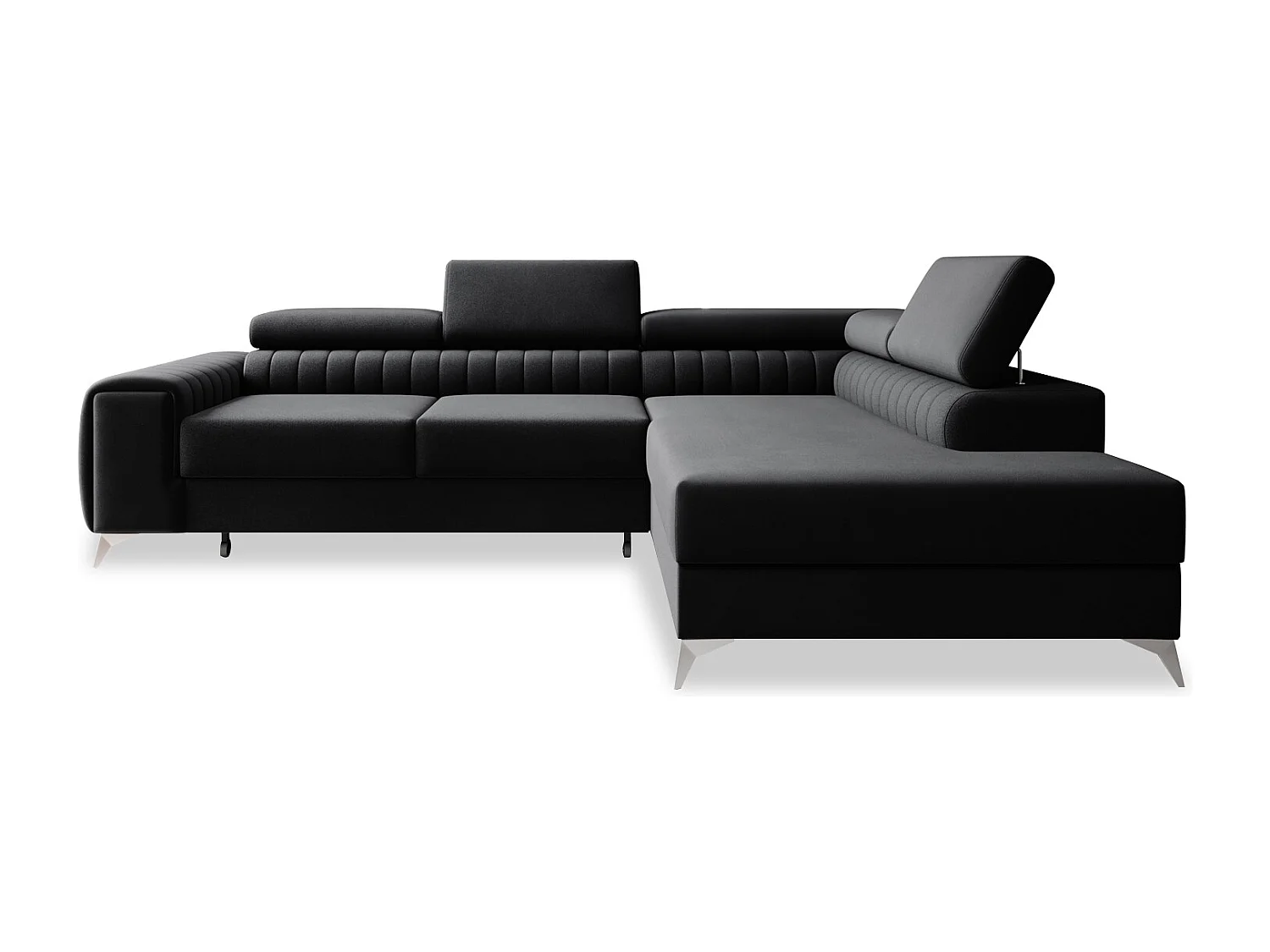 Canapé d'angle droit convertible Isaac Velours Noir