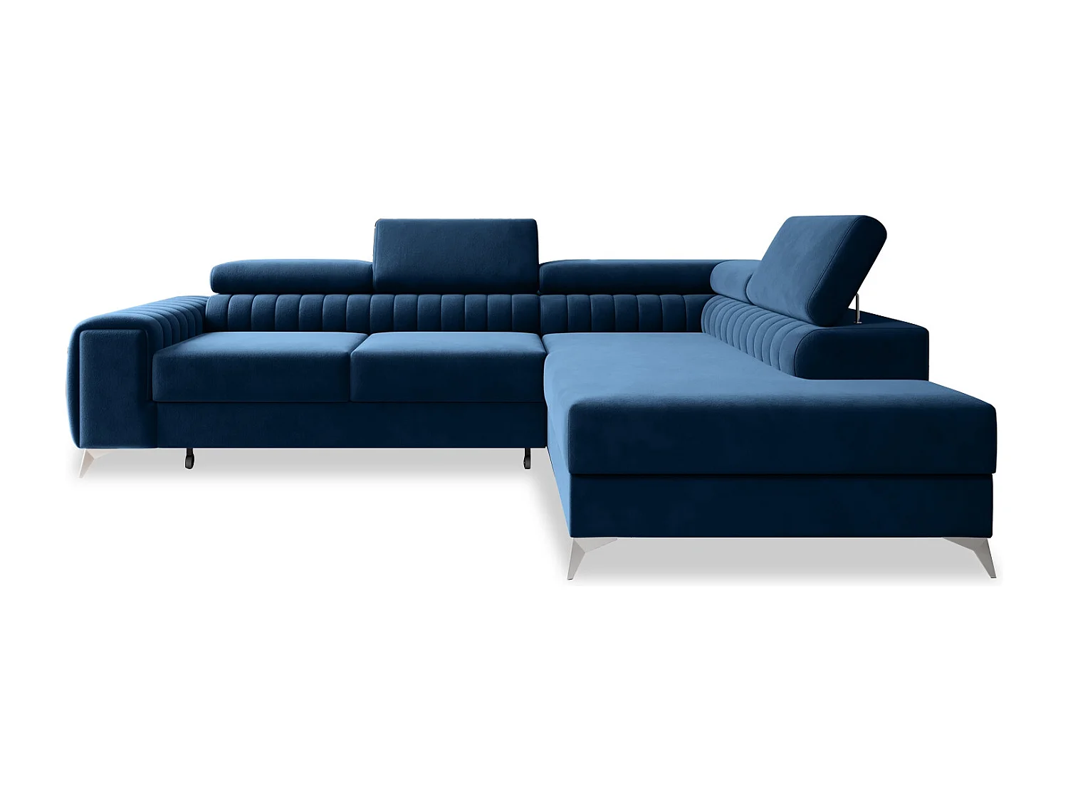 Canapé d'angle droit convertible Isaac Velours Bleu