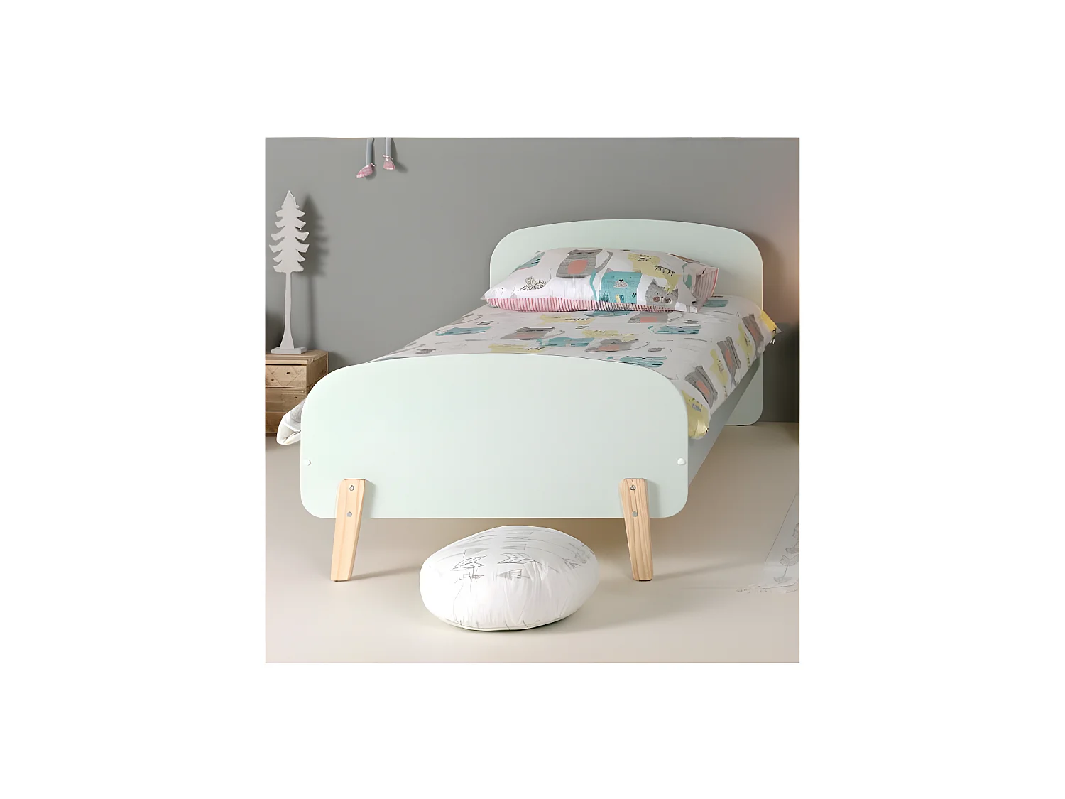 Lit Enfant K1 90x200 - Sommier inclus VERT Livré avec sommiers