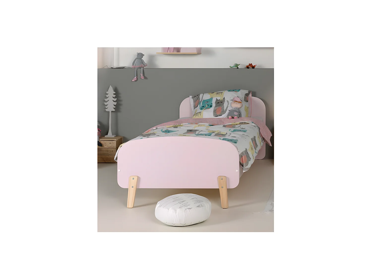 Lit Enfant K1 90x200 - Sommier inclus ROSE Livré avec sommiers