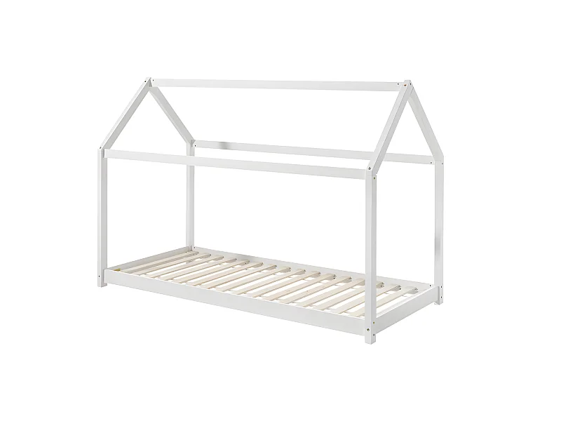 LIT CABANE  90x200 - sommier inclus Blanc Livré avec sommiers