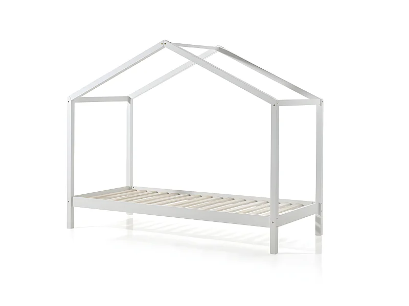 Lit Cabane  D2 90x200 - sommier inclus Blanc Livré avec sommiers
