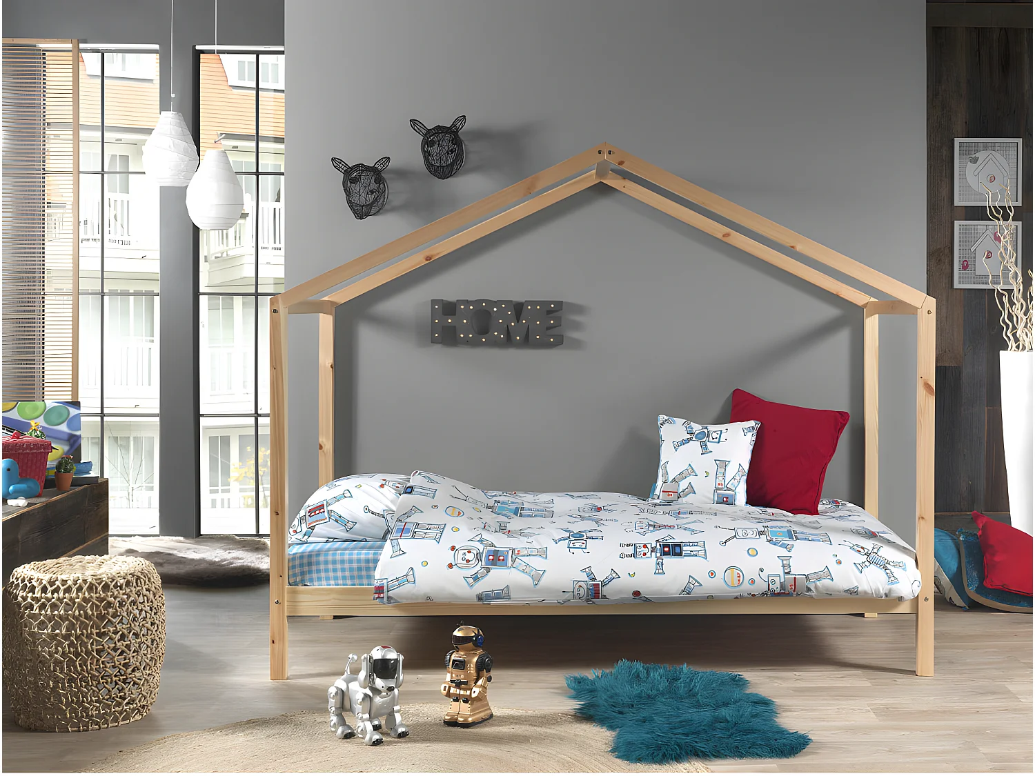 Lit Cabane  D2 90x200 - sommier inclus Pin Livré avec sommiers