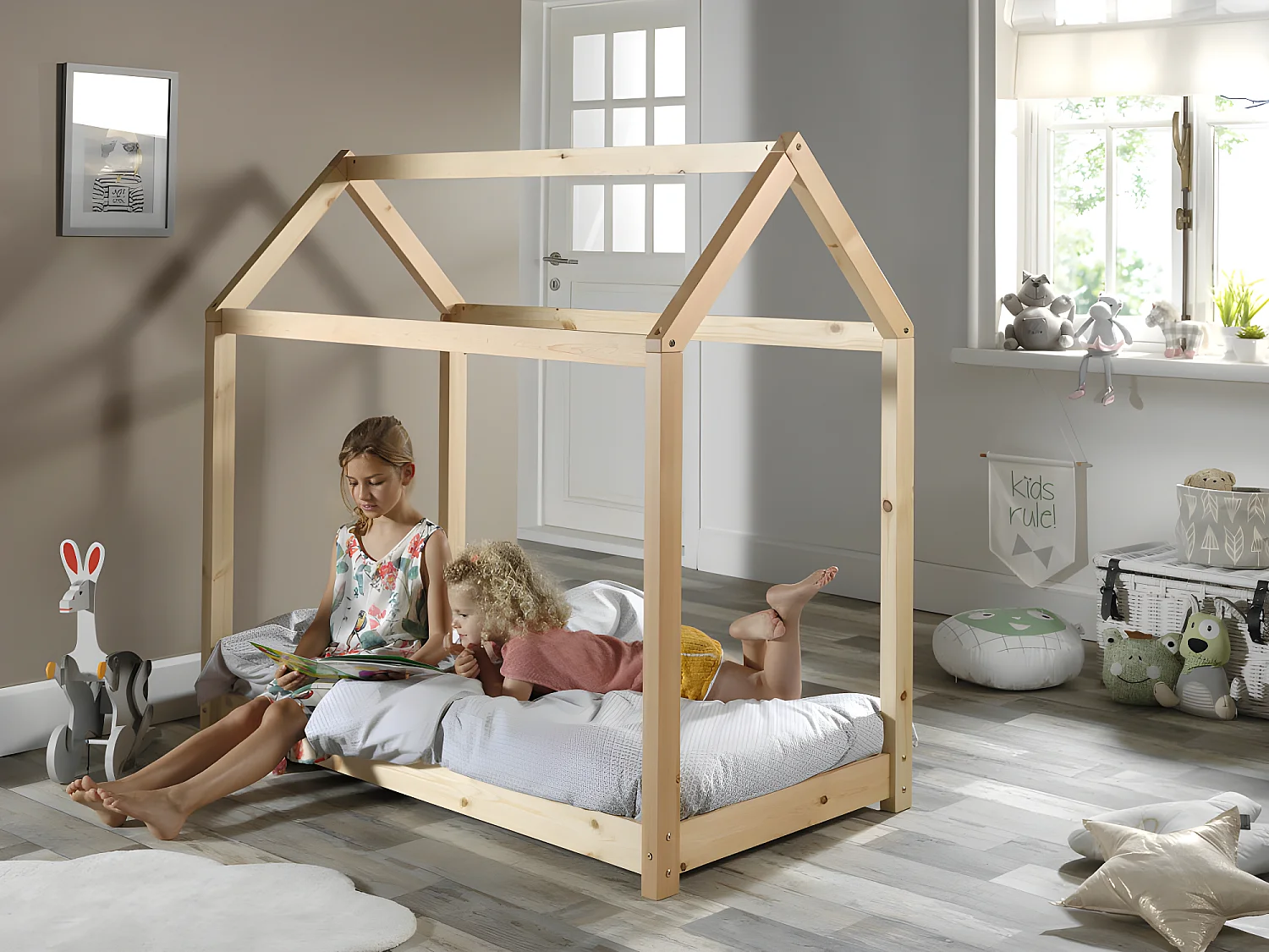 LIT CABANE  70x140 - sommier inclus Pin Livré avec sommiers