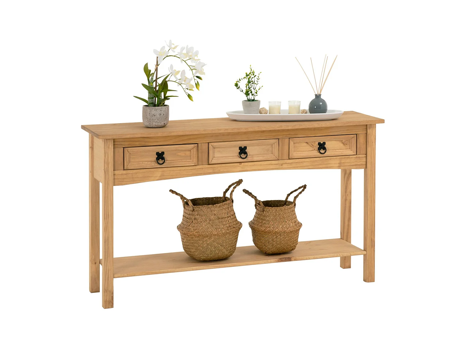 IDIMEX Console Meuble SALSA Table d'appoint en Bois, Meuble de Rangement Entrée ou Salon, avec 3 tiroirs, en pin Massif