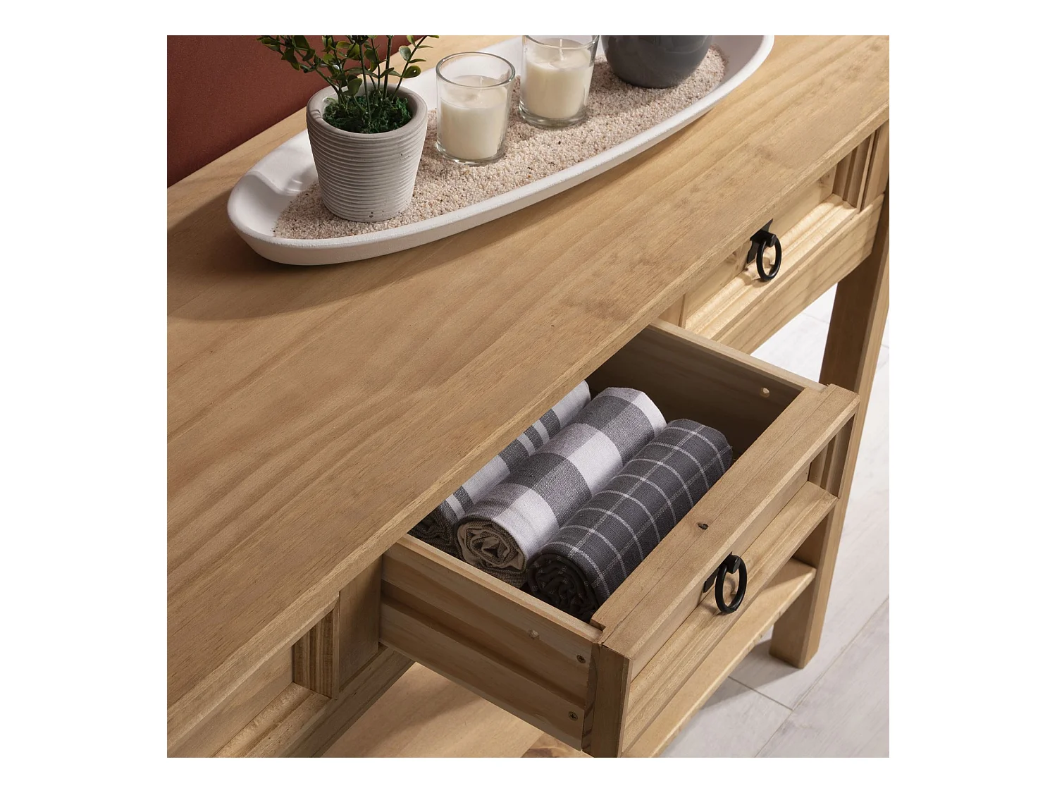 IDIMEX Console Meuble SALSA Table d'appoint en Bois, Meuble de Rangement Entrée ou Salon, avec 3 tiroirs, en pin Massif