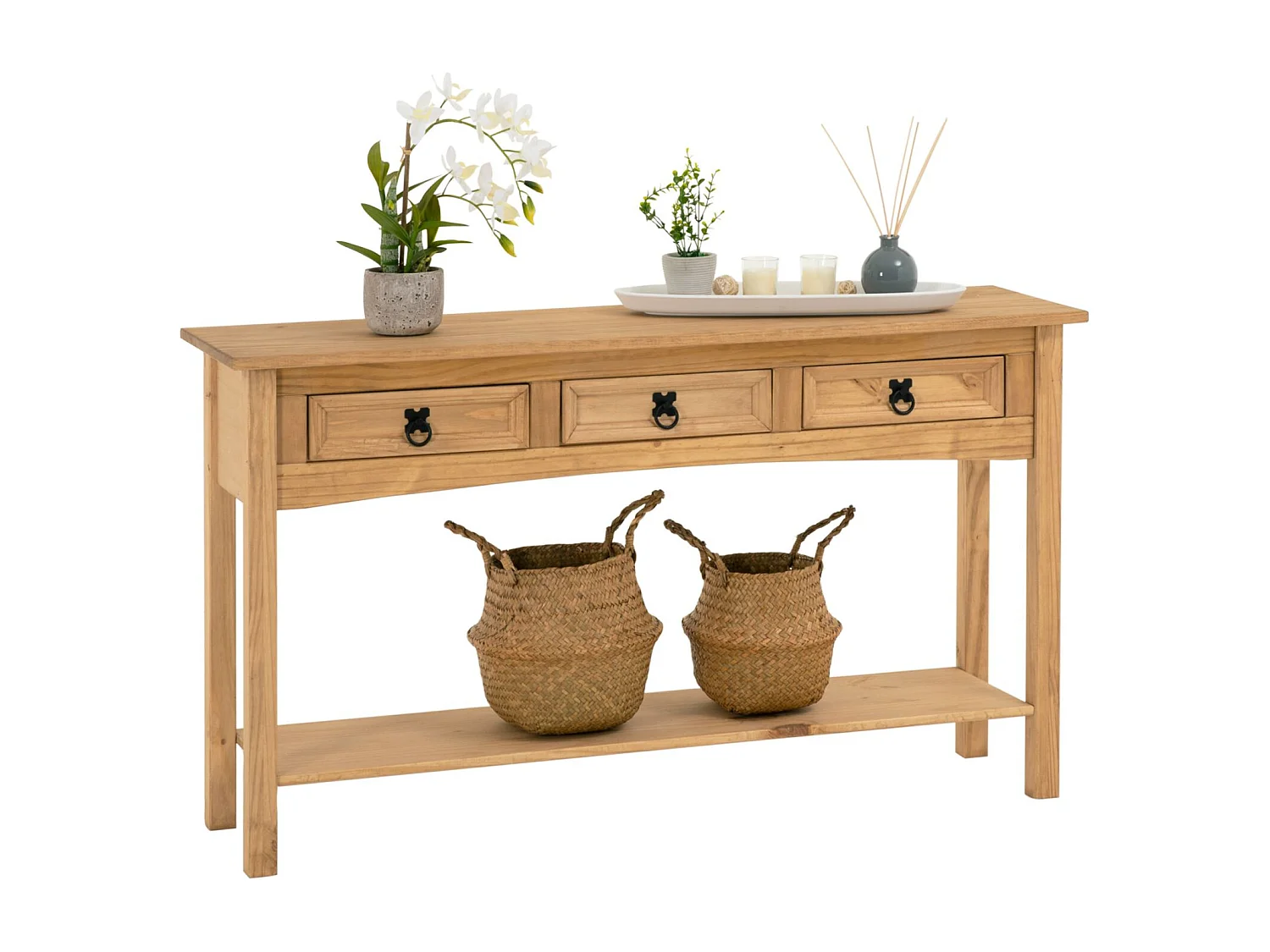 IDIMEX Console Meuble SALSA Table d'appoint en Bois, Meuble de Rangement Entrée ou Salon, avec 3 tiroirs, en pin Massif