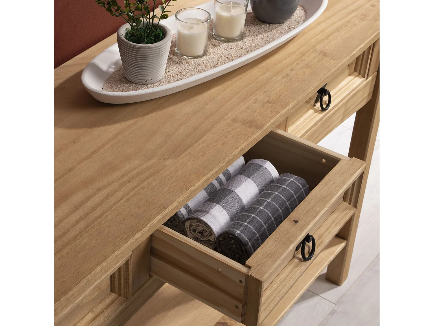 IDIMEX Console Meuble SALSA Table d'appoint en Bois, Meuble de Rangement Entrée ou Salon, avec 3 tiroirs, en pin Massif