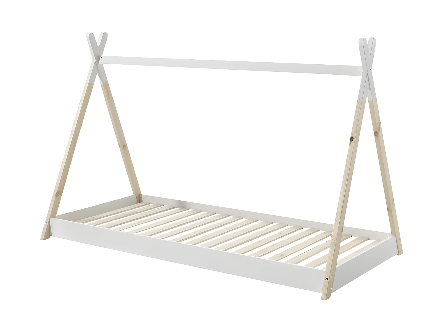 Lit enfant TIPI 90x200 - Sommier inclus Blanc Livré avec sommiers