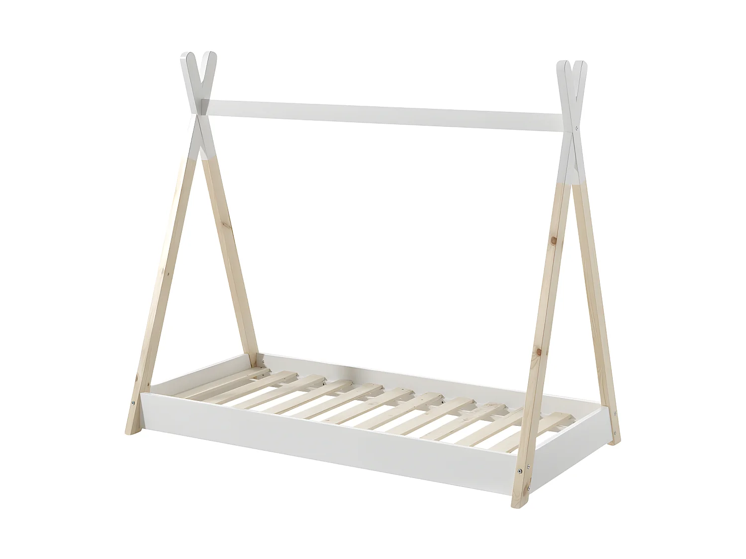 Lit enfant TIPI 70x140 - Sommier inclus Blanc Livré avec sommiers