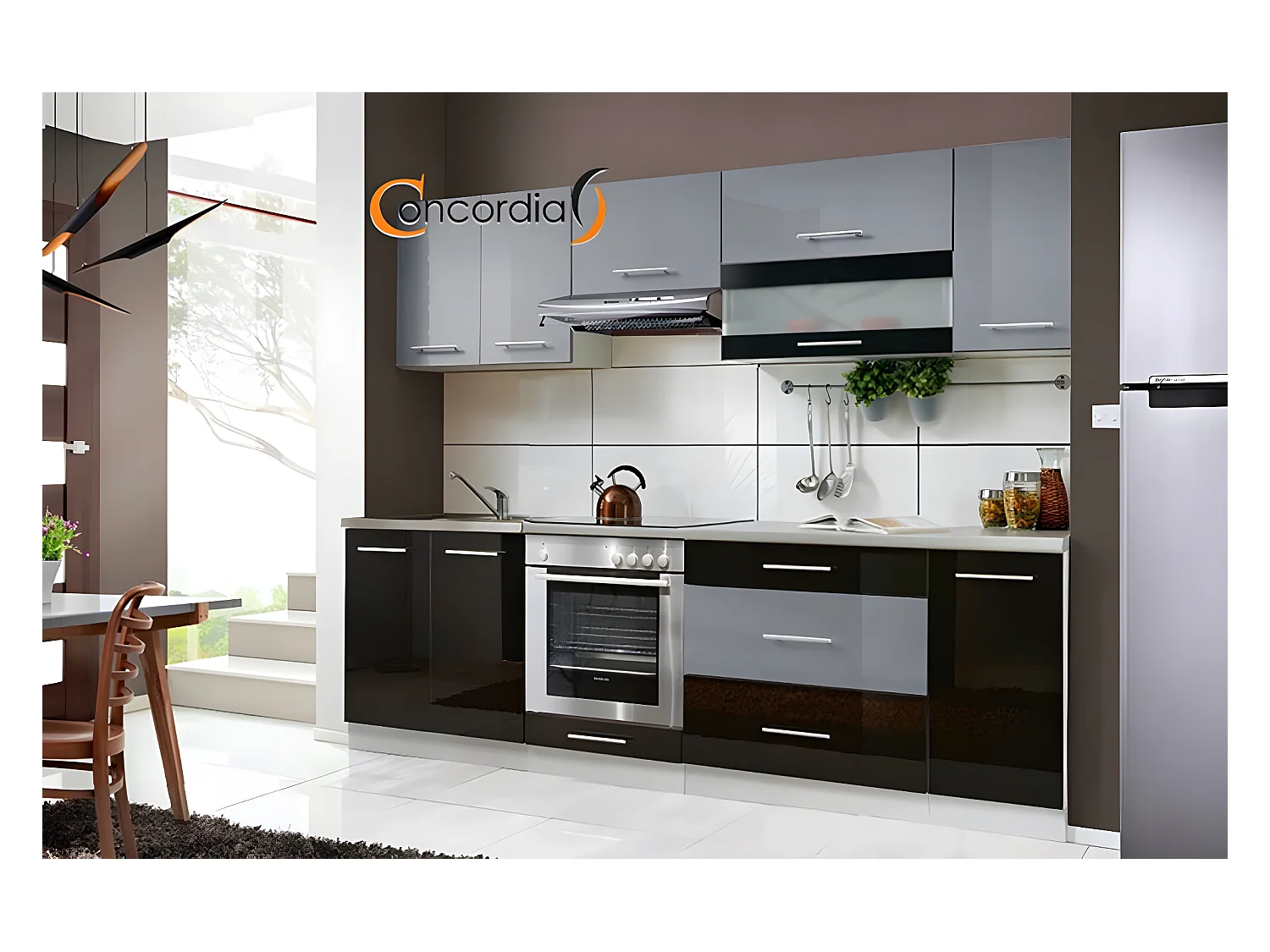 ELM 260 | Cocina completa 2,6 m | 8 piezas + Encimera INCLUIDA | Conjunto de mueble de cocina lineal + mueble horno empotrado